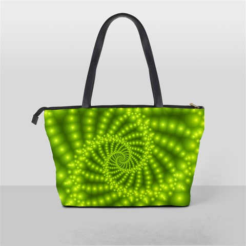 Glossy Lime Green Beaded Spiral Fractal Classic Shoulder Handbag from ArtsNow.com Back