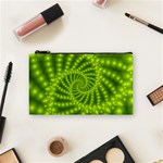 Glossy Lime Green Beaded Spiral Fractal Cosmetic Bag (Small)