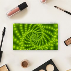 Glossy Lime Green Beaded Spiral Fractal Cosmetic Bag (Small) from ArtsNow.com Back