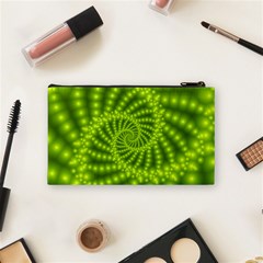 Glossy Lime Green Beaded Spiral Fractal Cosmetic Bag (Small) from ArtsNow.com Back