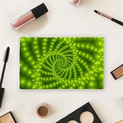 Glossy Lime Green Beaded Spiral Fractal Cosmetic Bag (Medium) from ArtsNow.com Front