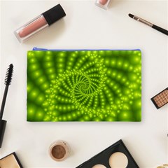 Glossy Lime Green Beaded Spiral Fractal Cosmetic Bag (Medium) from ArtsNow.com Front