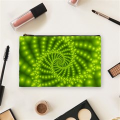 Glossy Lime Green Beaded Spiral Fractal Cosmetic Bag (Medium) from ArtsNow.com Front