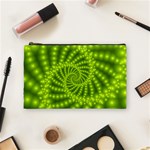 Glossy Lime Green Beaded Spiral Fractal Cosmetic Bag (Medium)