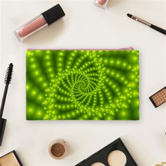 Glossy Lime Green Beaded Spiral Fractal Cosmetic Bag (Medium) from ArtsNow.com Back