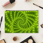 Glossy Lime Green Beaded Spiral Fractal Cosmetic Bag (Large)