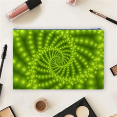 Glossy Lime Green Beaded Spiral Fractal Cosmetic Bag (Large) from ArtsNow.com Back