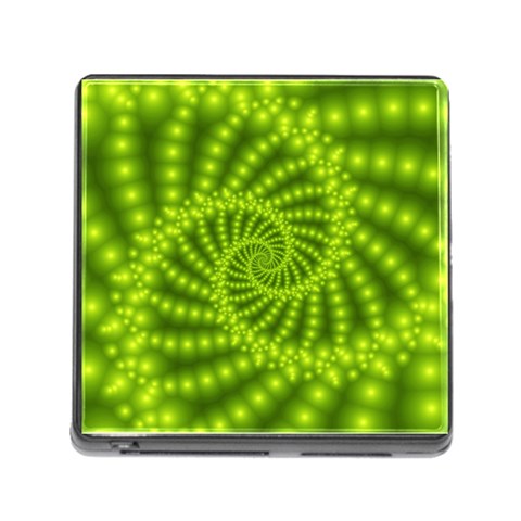 Glossy Lime Green Beaded Spiral Fractal Memory Card Reader (Square) from ArtsNow.com Front