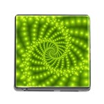 Glossy Lime Green Beaded Spiral Fractal Memory Card Reader (Square)