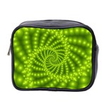 Glossy Lime Green Beaded Spiral Fractal Mini Toiletries Bag (Two Sides)