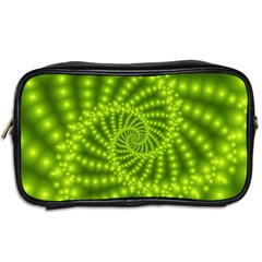 Glossy Lime Green Beaded Spiral Fractal Toiletries Bag (Two Sides) from ArtsNow.com Back