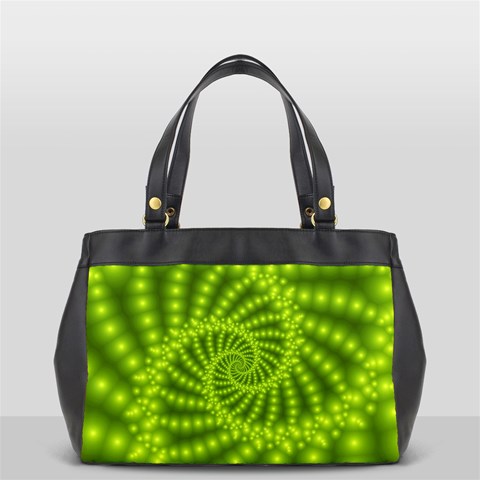 Glossy Lime Green Beaded Spiral Fractal Oversize Office Handbag from ArtsNow.com Front