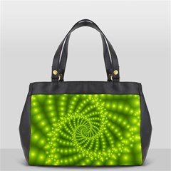 Glossy Lime Green Beaded Spiral Fractal Oversize Office Handbag (2 Sides) from ArtsNow.com Front