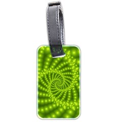 Glossy Lime Green Beaded Spiral Fractal Luggage Tag (two sides) from ArtsNow.com Front