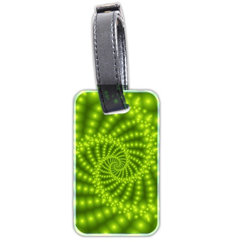 Glossy Lime Green Beaded Spiral Fractal Luggage Tag (two sides) from ArtsNow.com Back