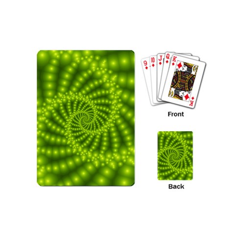 Glossy Lime Green Beaded Spiral Fractal Playing Cards (Mini) from ArtsNow.com Back