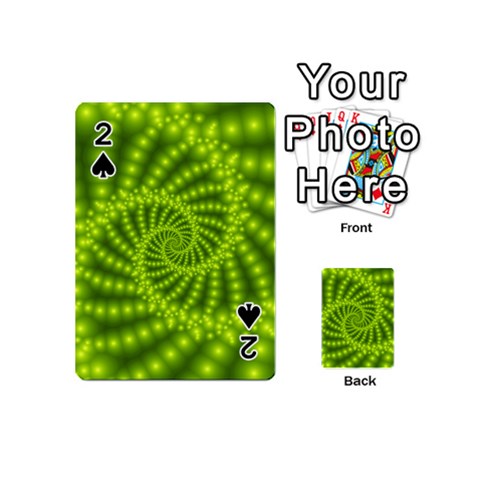 Glossy Lime Green Beaded Spiral Fractal Playing Cards 54 (Mini) from ArtsNow.com Front - Spade2