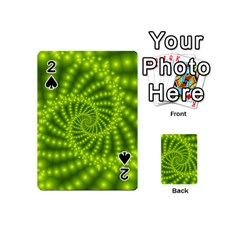 Glossy Lime Green Beaded Spiral Fractal Playing Cards 54 (Mini) from ArtsNow.com Front - Spade2