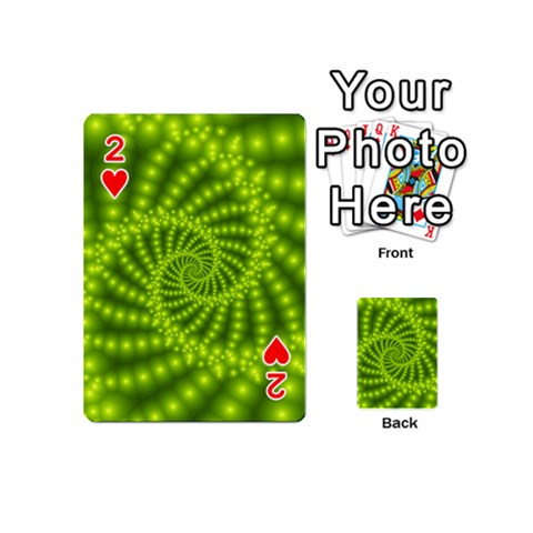 Glossy Lime Green Beaded Spiral Fractal Playing Cards 54 (Mini) from ArtsNow.com Front - Heart2