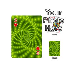 Glossy Lime Green Beaded Spiral Fractal Playing Cards 54 (Mini) from ArtsNow.com Front - Heart2