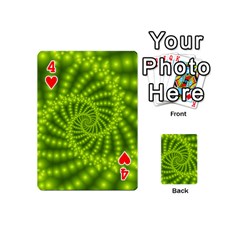 Glossy Lime Green Beaded Spiral Fractal Playing Cards 54 (Mini) from ArtsNow.com Front - Heart4