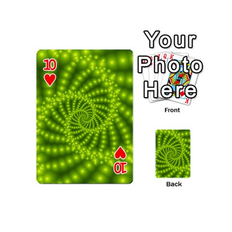 Glossy Lime Green Beaded Spiral Fractal Playing Cards 54 (Mini) from ArtsNow.com Front - Heart10