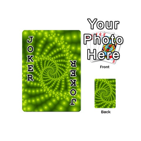 Glossy Lime Green Beaded Spiral Fractal Playing Cards 54 (Mini) from ArtsNow.com Front - Joker1