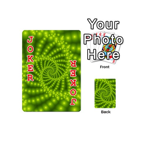 Glossy Lime Green Beaded Spiral Fractal Playing Cards 54 (Mini) from ArtsNow.com Front - Joker2