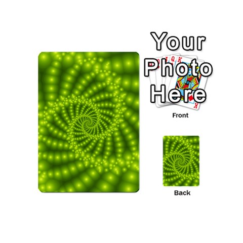 Glossy Lime Green Beaded Spiral Fractal Playing Cards 54 (Mini) from ArtsNow.com Back