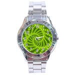 Glossy Lime Green Beaded Spiral Fractal Stainless Steel Analogue Watch