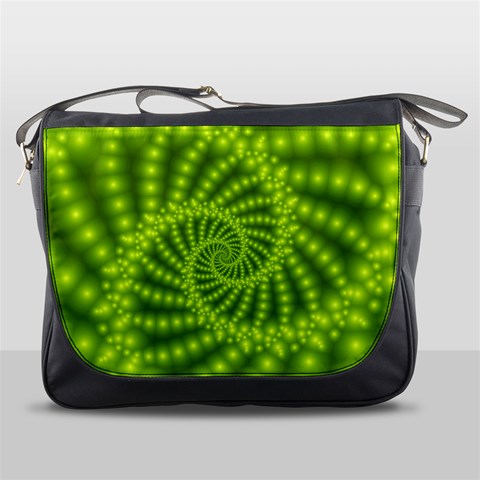 Glossy Lime Green Beaded Spiral Fractal Messenger Bag from ArtsNow.com Front