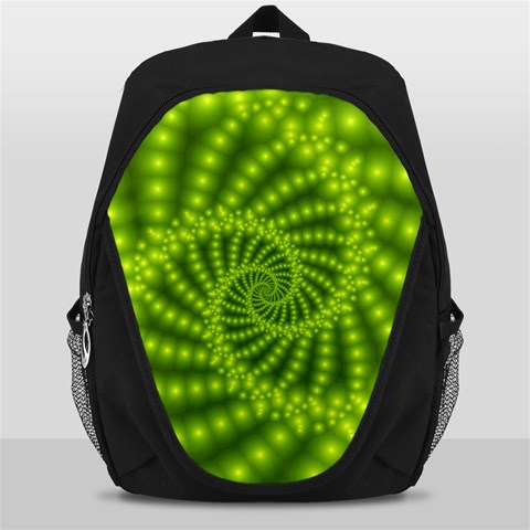 Glossy Lime Green Beaded Spiral Fractal Backpack Bag from ArtsNow.com Front