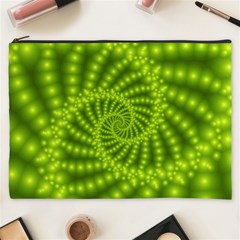 Glossy Lime Green Beaded Spiral Fractal Cosmetic Bag (XXXL) from ArtsNow.com Front