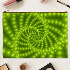 Glossy Lime Green Beaded Spiral Fractal Cosmetic Bag (XXXL) from ArtsNow.com Front