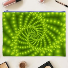 Glossy Lime Green Beaded Spiral Fractal Cosmetic Bag (XXXL) from ArtsNow.com Front