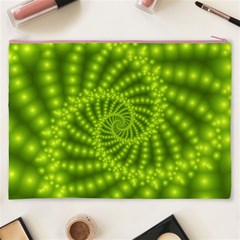 Glossy Lime Green Beaded Spiral Fractal Cosmetic Bag (XXXL) from ArtsNow.com Back