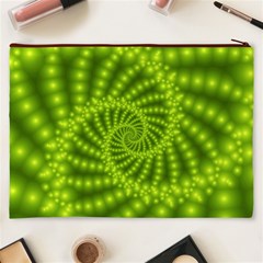 Glossy Lime Green Beaded Spiral Fractal Cosmetic Bag (XXXL) from ArtsNow.com Back