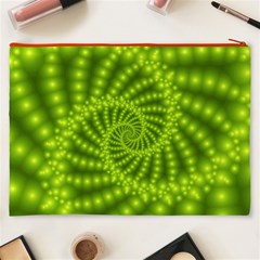 Glossy Lime Green Beaded Spiral Fractal Cosmetic Bag (XXXL) from ArtsNow.com Back