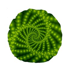 Glossy Lime Green Beaded Spiral Fractal Standard 15  Premium Round Cushion  from ArtsNow.com Front