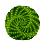 Glossy Lime Green Beaded Spiral Fractal Standard 15  Premium Round Cushion 