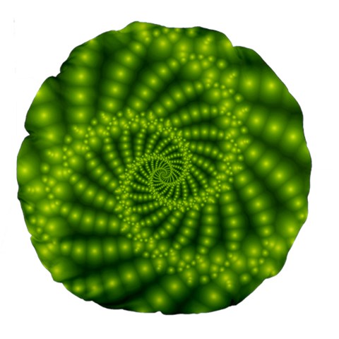 Glossy Lime Green Beaded Spiral Fractal Large 18  Premium Round Cushion  from ArtsNow.com Front