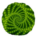 Glossy Lime Green Beaded Spiral Fractal Large 18  Premium Round Cushion 