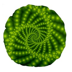 Glossy Lime Green Beaded Spiral Fractal Large 18  Premium Round Cushion  from ArtsNow.com Back