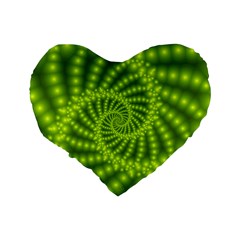 Glossy Lime Green Beaded Spiral Fractal Standard 16  Premium Heart Shape Cushion  from ArtsNow.com Back