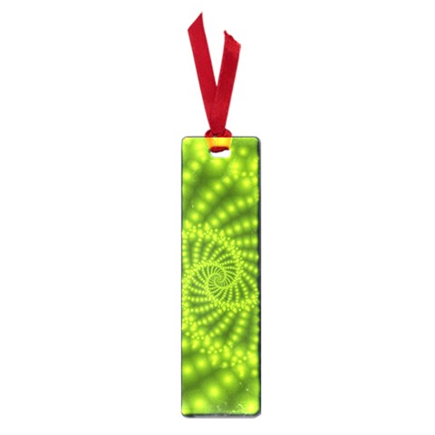 Glossy Lime Green Beaded Spiral Fractal Small Book Mark from ArtsNow.com Front