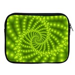 Glossy Lime Green Beaded Spiral Fractal Apple iPad 2/3/4 Zipper Case