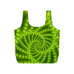 Glossy Lime Green Beaded Spiral Fractal Full Print Recycle Bag (S)