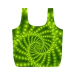 Glossy Lime Green Beaded Spiral Fractal Full Print Recycle Bag (M)