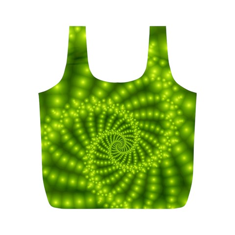 Glossy Lime Green Beaded Spiral Fractal Full Print Recycle Bag (M) from ArtsNow.com Back