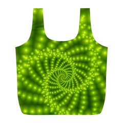 Glossy Lime Green Beaded Spiral Fractal Full Print Recycle Bag (L) from ArtsNow.com Front